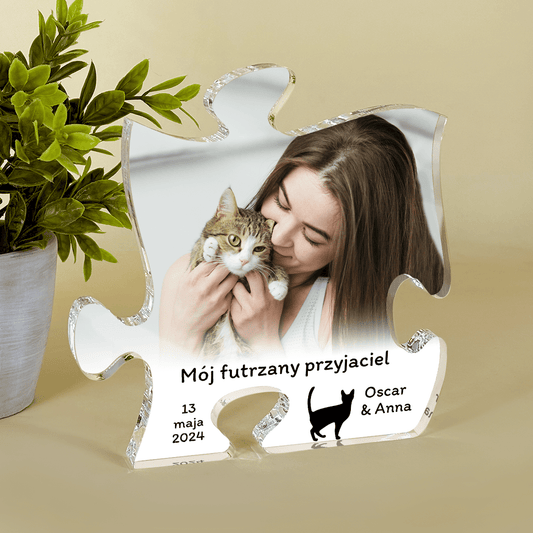 Mój futrzany przyjaciel - Druk na szkle - puzzel, spersonalizowany prezent - Adamell.pl