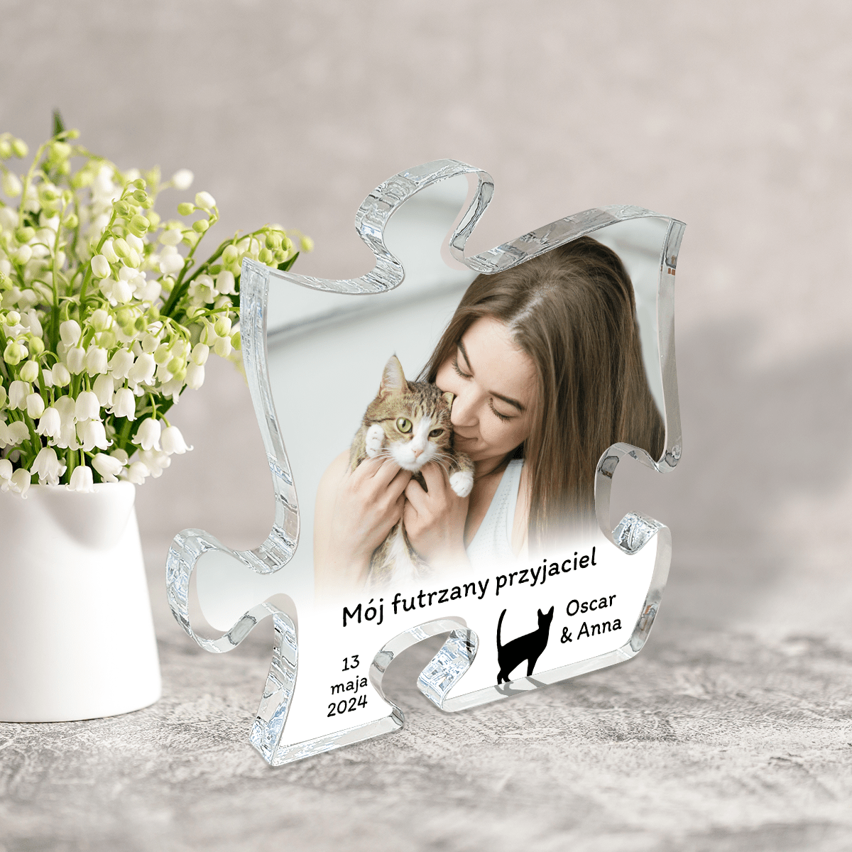 Mój futrzany przyjaciel - Druk na szkle - puzzel, spersonalizowany prezent - Adamell.pl