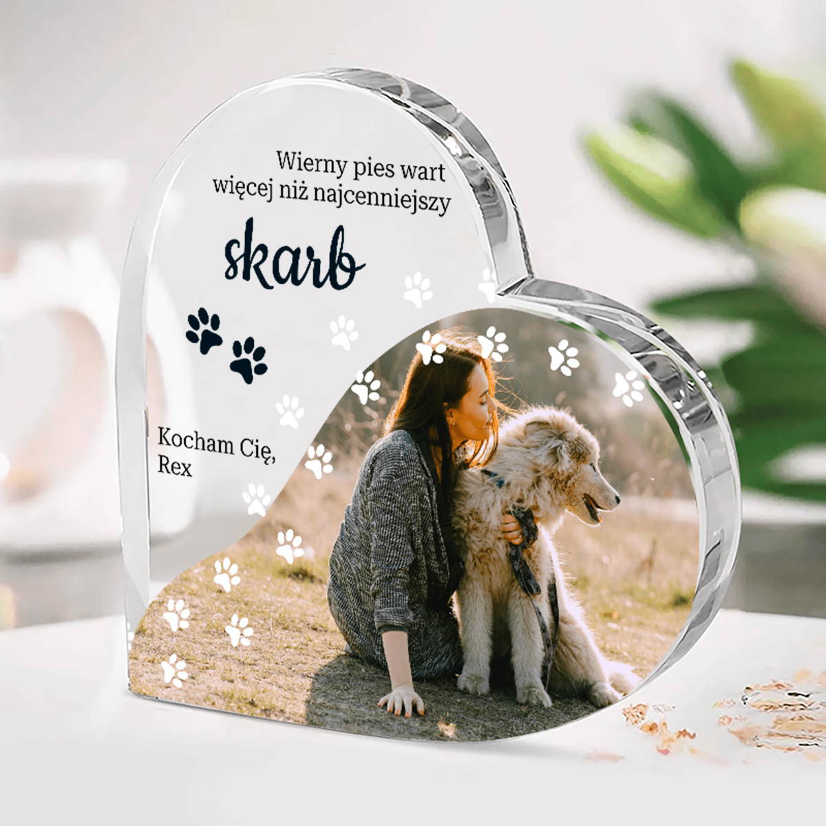Mój kochany piesek - Szklane serce, spersonalizowany prezent - Adamell.pl