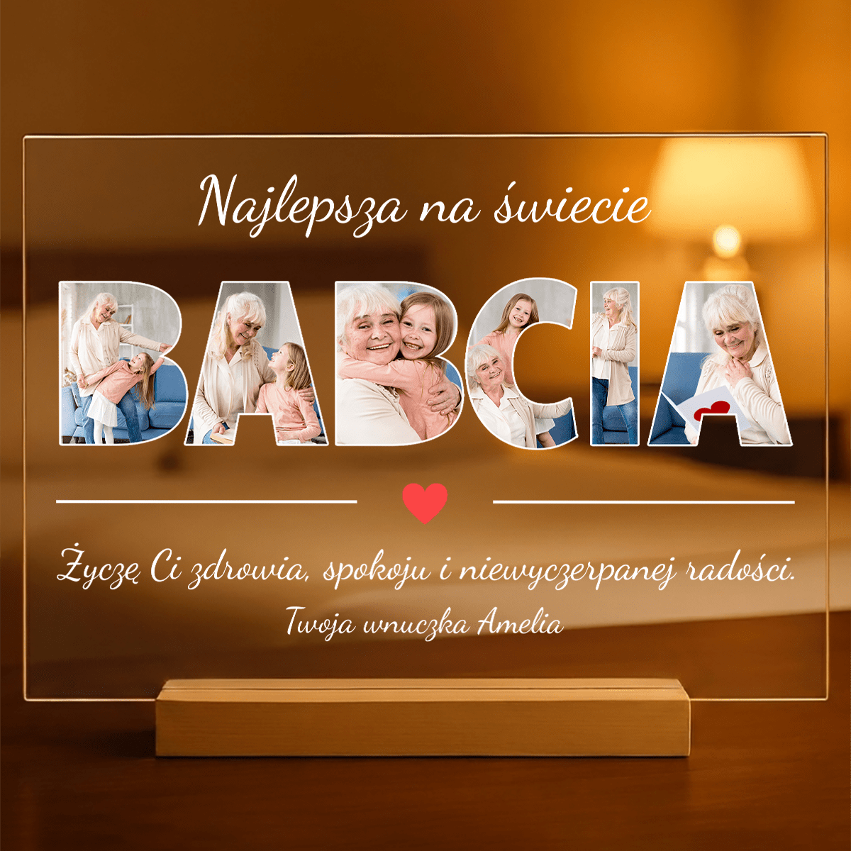 Moja babcia jest najlepsza na świecie - Druk na szkle, spersonalizowany prezent dla babci - Adamell.pl