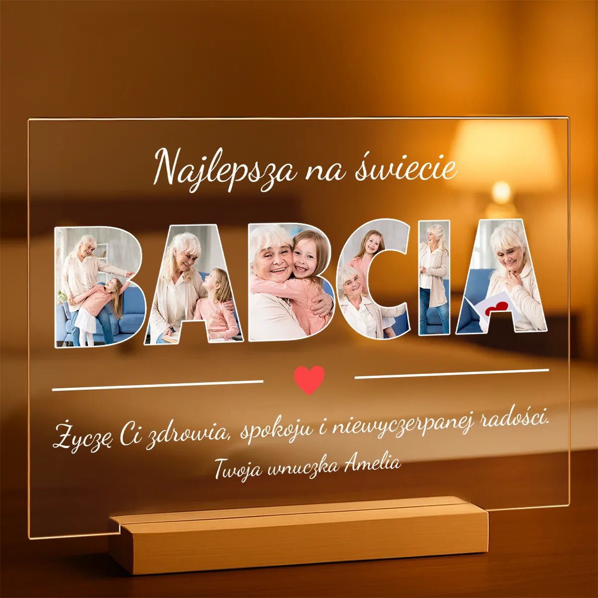 Moja babcia jest najlepsza na świecie - Druk na szkle, spersonalizowany prezent dla babci - Adamell.pl