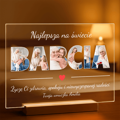 Moja babcia jest najlepsza na świecie - Druk na szkle, spersonalizowany prezent dla babci - Adamell.pl