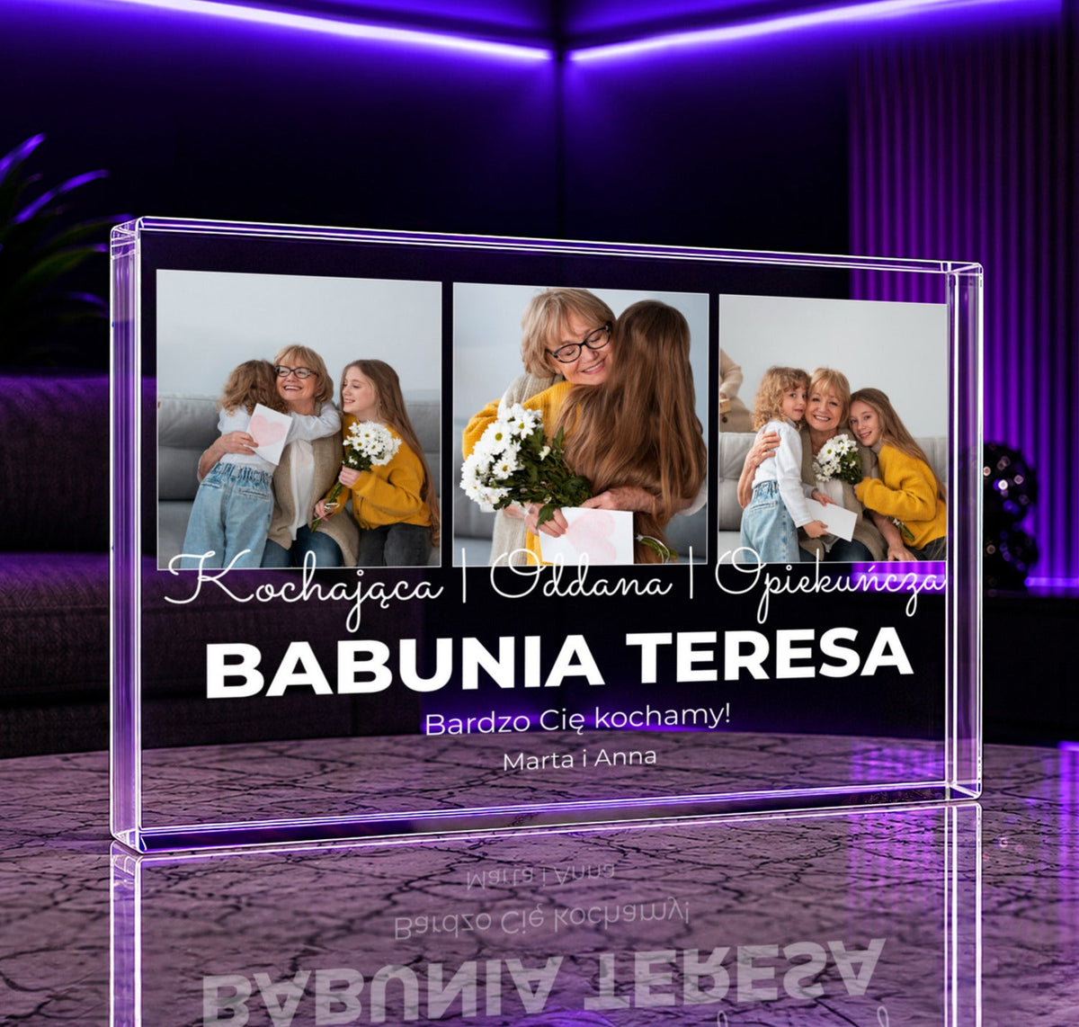 Moja babunia - Druk na szkle, spersonalizowany prezent dla babci - Adamell.pl