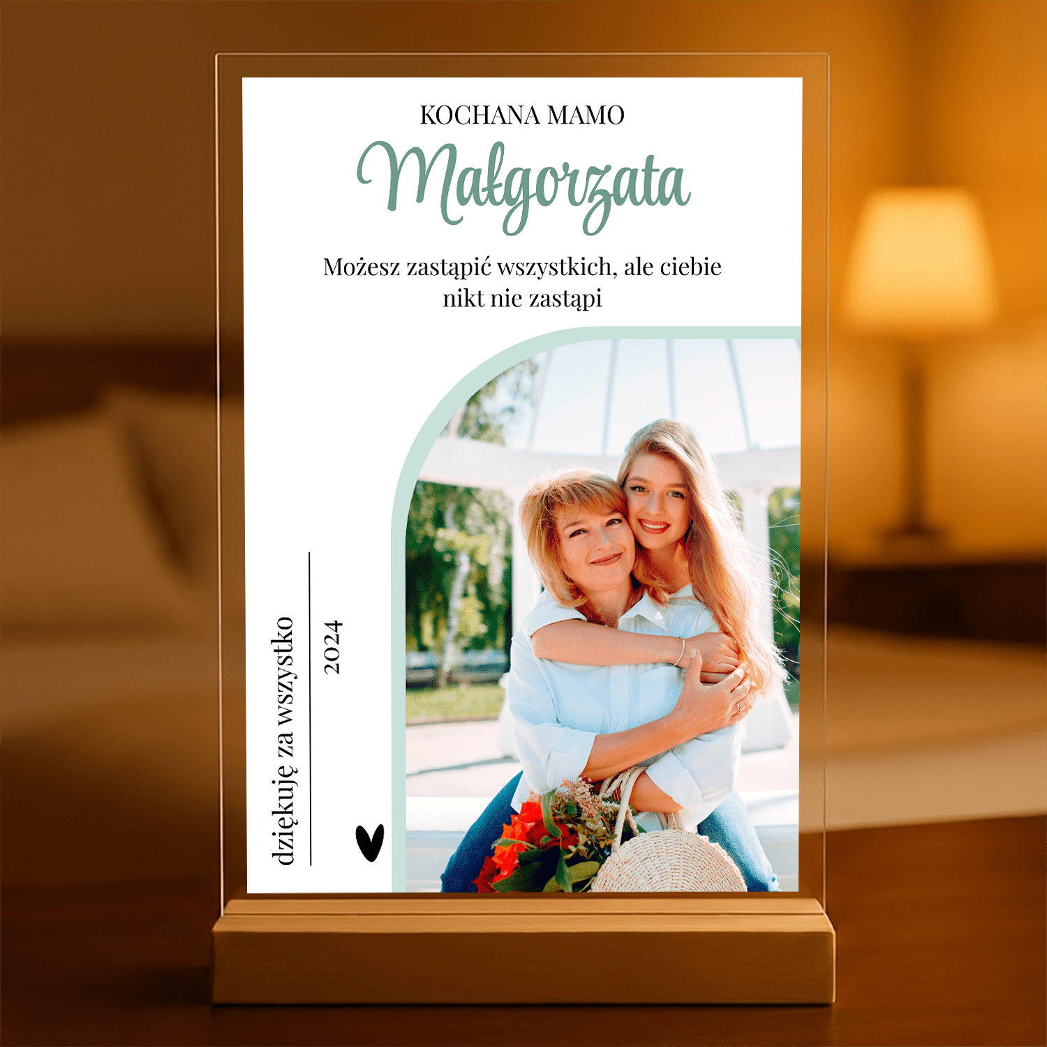 Moja kochana Mamo! - Druk na szkle, spersonalizowany prezent dla mamy - Adamell.pl