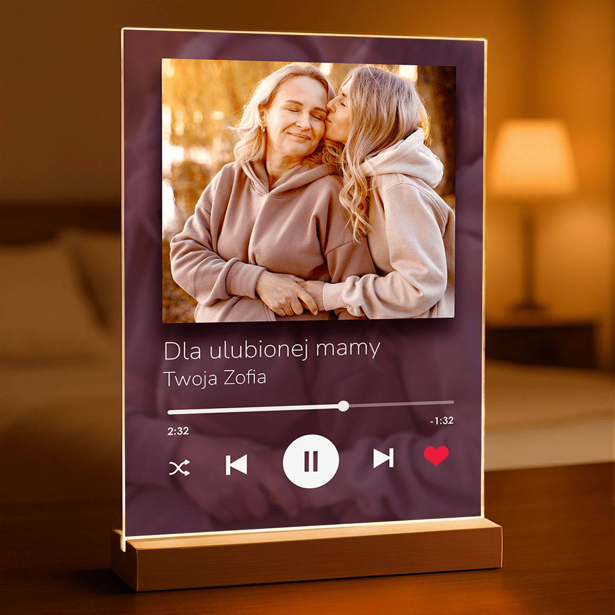 Moja mama Spotify - Druk na szkle, spersonalizowany prezent dla mamy - Adamell.pl