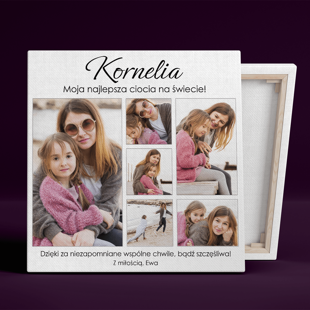 Moja najlepsza ciocia kolaż - druk na płótnie, spersonalizowany prezent dla cioci - Adamell.pl