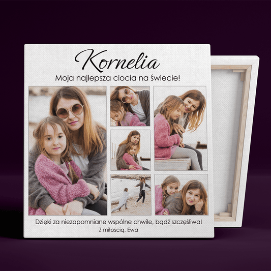 Moja najlepsza ciocia kolaż - druk na płótnie, spersonalizowany prezent dla cioci - Adamell.pl