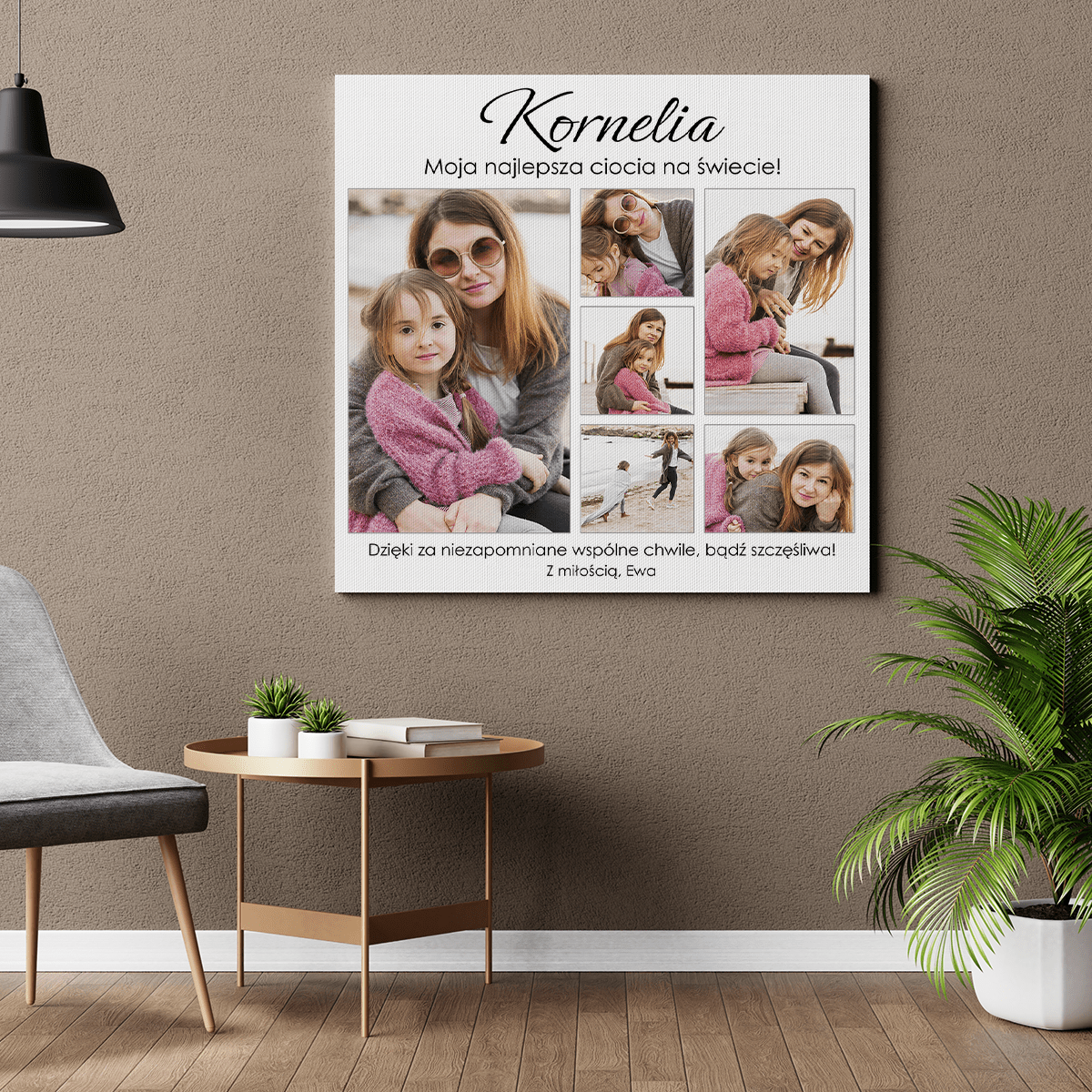 Moja najlepsza ciocia kolaż - druk na płótnie, spersonalizowany prezent dla cioci - Adamell.pl