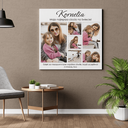 Moja najlepsza ciocia kolaż - druk na płótnie, spersonalizowany prezent dla cioci - Adamell.pl
