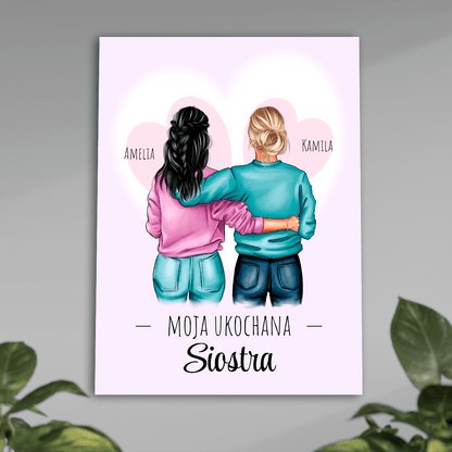 Moja ukochana siostra - plakat, spersonalizowany prezent dla siostry - Adamell.pl