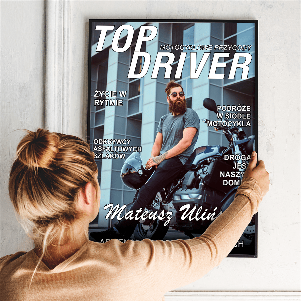 Motocyklista - plakat, spersonalizowany prezent dla niego - Adamell.pl