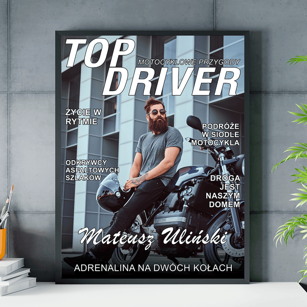 Motocyklista - plakat, spersonalizowany prezent dla niego - Adamell.pl