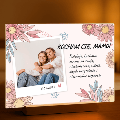 Motyw kwiatów + życzenia - Druk na szkle, spersonalizowany prezent dla mamy - Adamell.pl