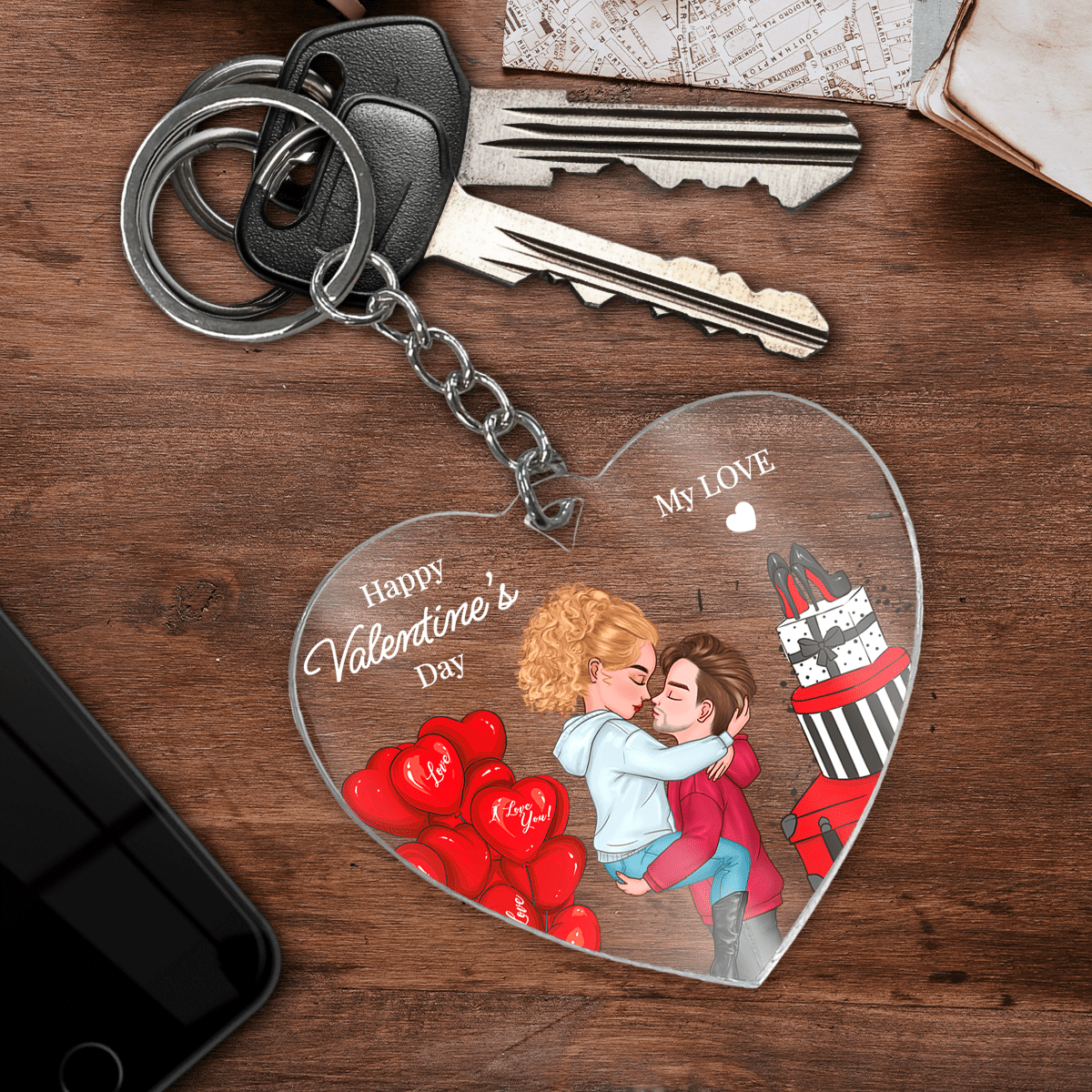 My Love Clipart - brelok do kluczy serce, spersonalizowany prezent dla niej - Adamell.pl