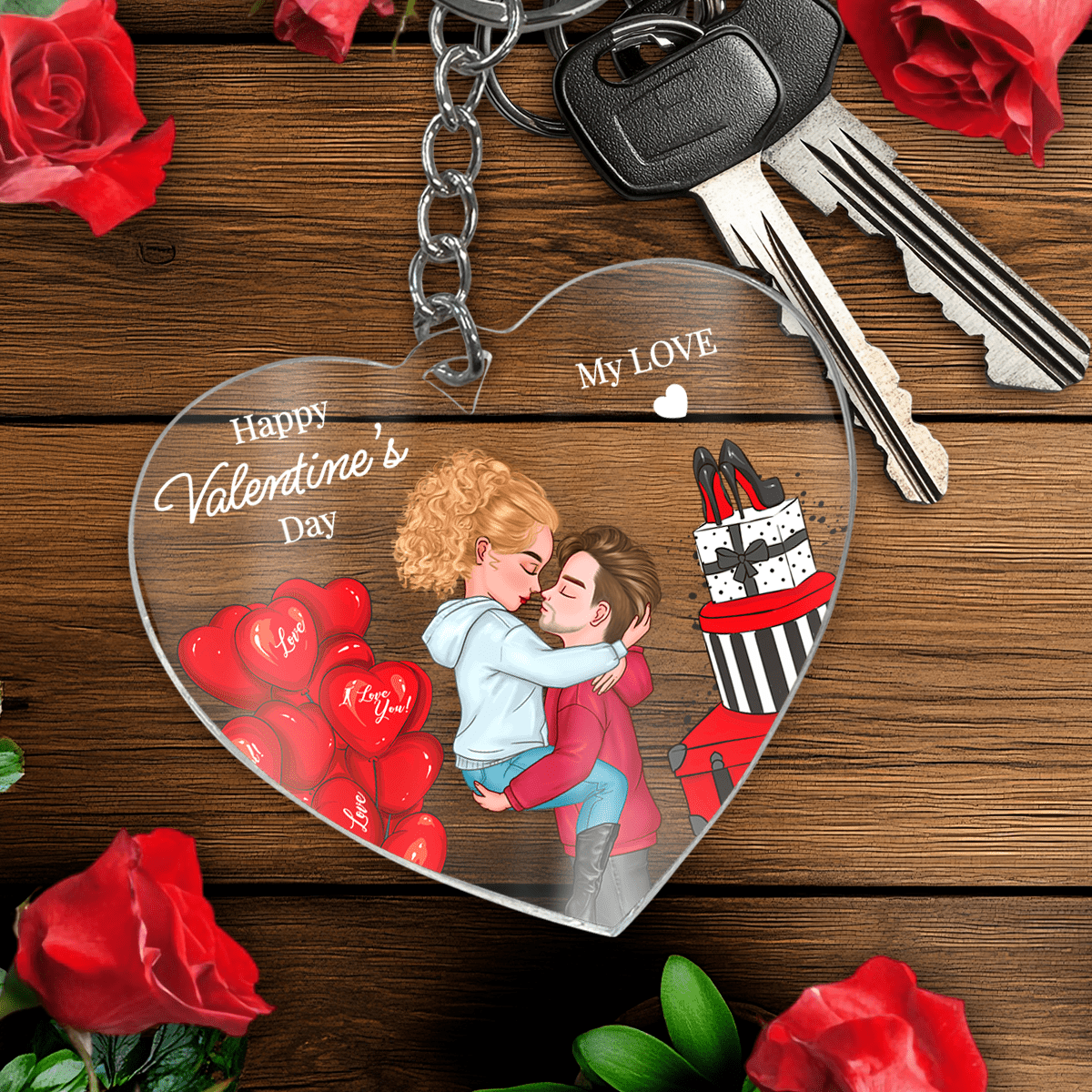 My Love Clipart - brelok do kluczy serce, spersonalizowany prezent dla niej - Adamell.pl