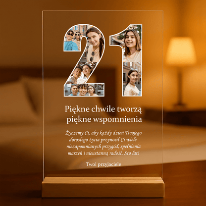 Na 21. urodziny - Druk na szkle, spersonalizowany prezent dla przyjaciółki - Adamell.pl