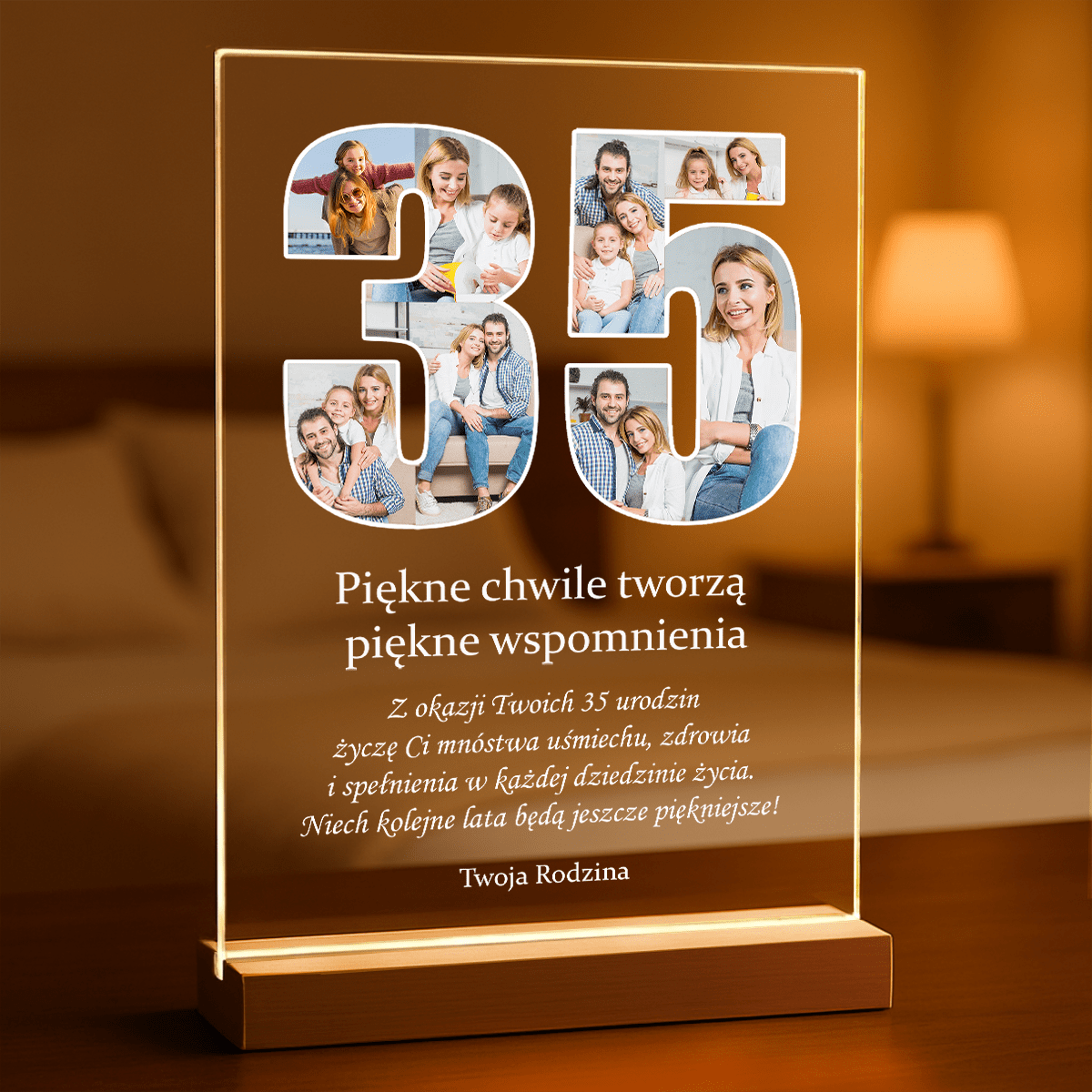 Na 35. urodziny - Druk na szkle, spersonalizowany prezent dla przyjaciółki - Adamell.pl
