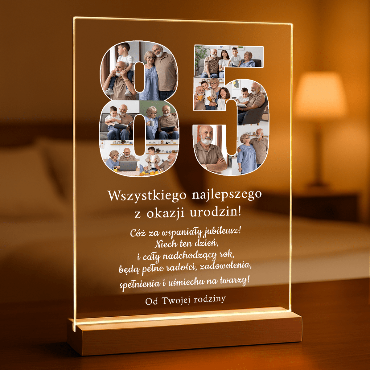 Na 85. urodziny - Druk na szkle, spersonalizowany prezent dla dziadka - Adamell.pl