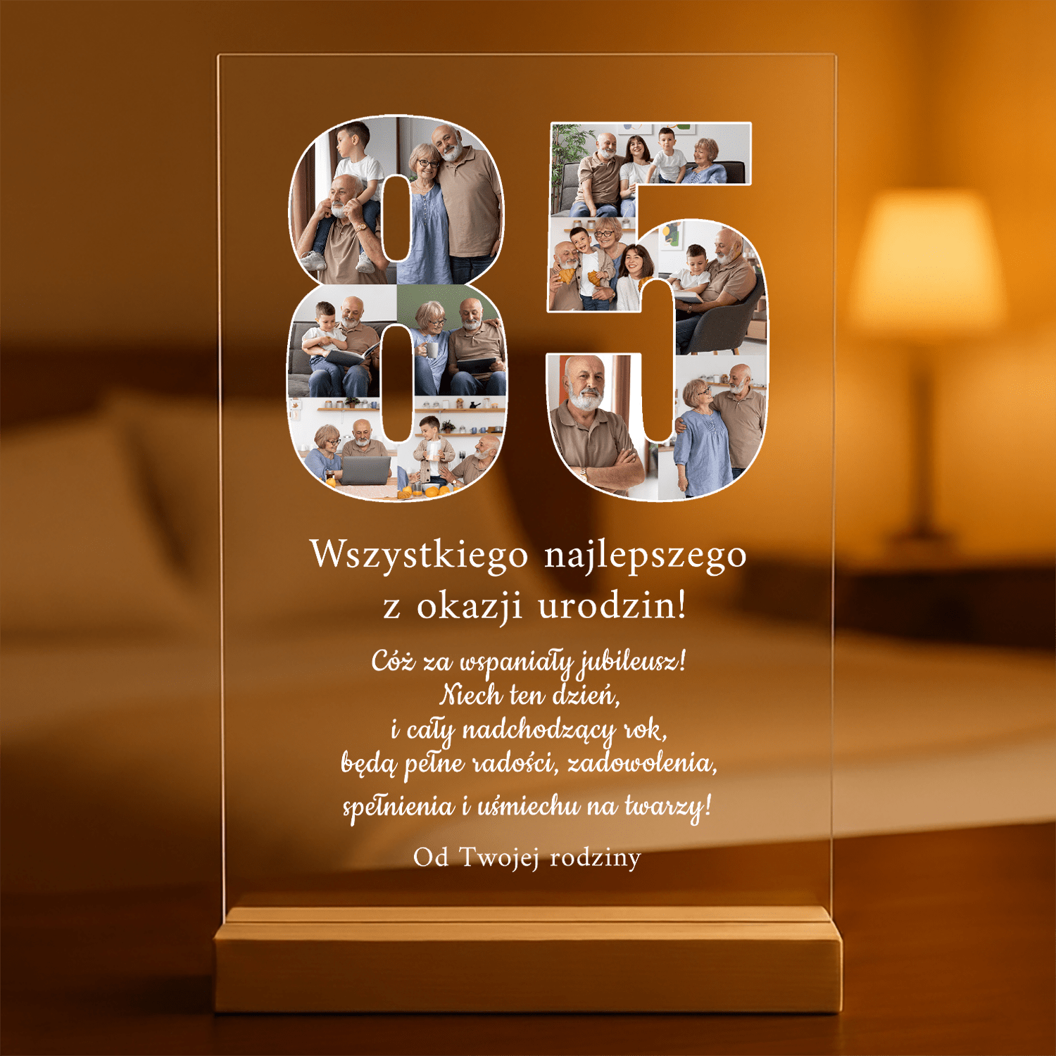 Na 85. urodziny - Druk na szkle, spersonalizowany prezent dla dziadka - Adamell.pl