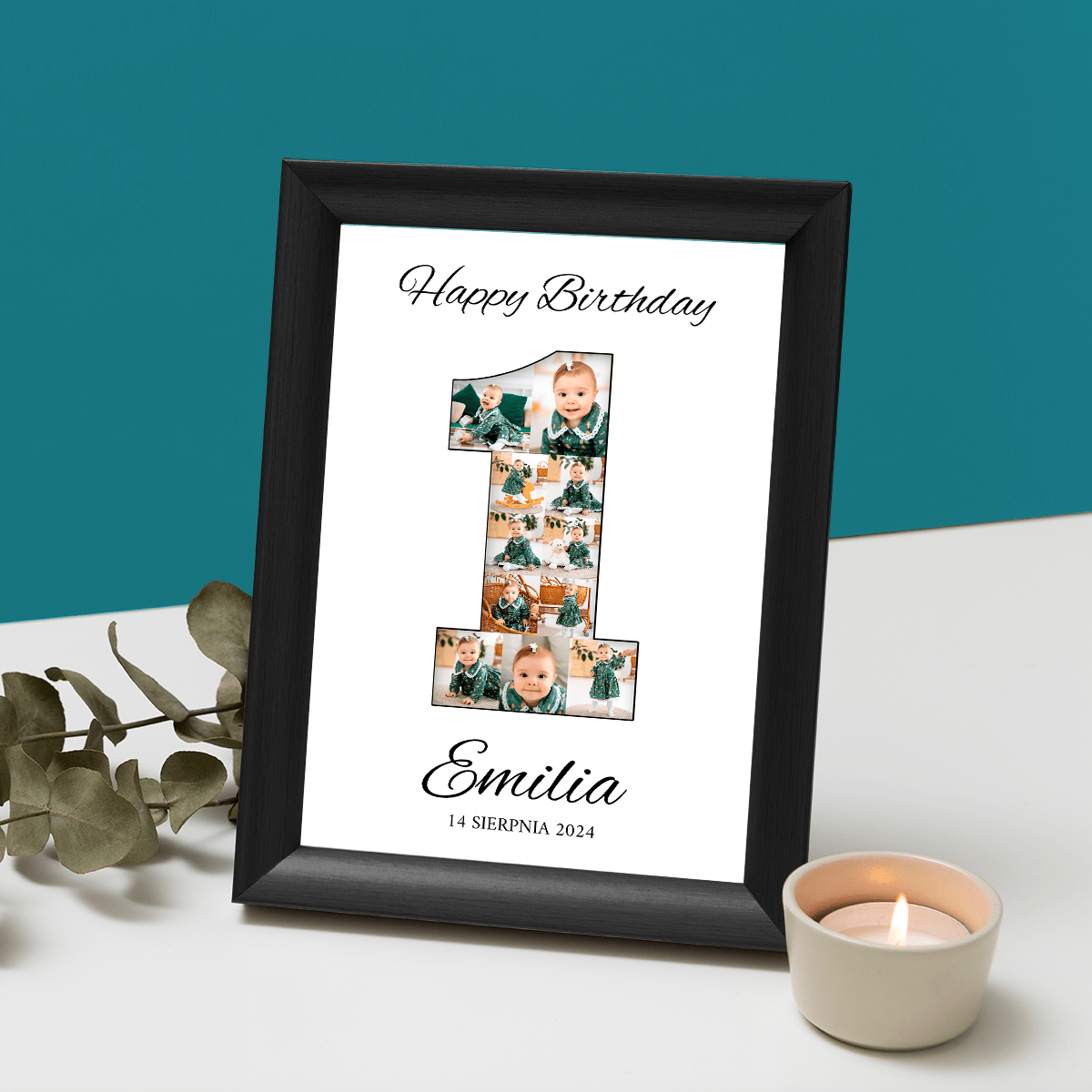 Na pierwsze urodziny - Druk na szkle, spersonalizowany prezent dla dziecka - Adamell.pl