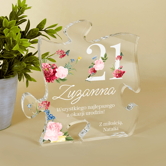 Na Twoje 21 urodziny - Druk na szkle - puzzel, spersonalizowany prezent na urodziny - Adamell.pl