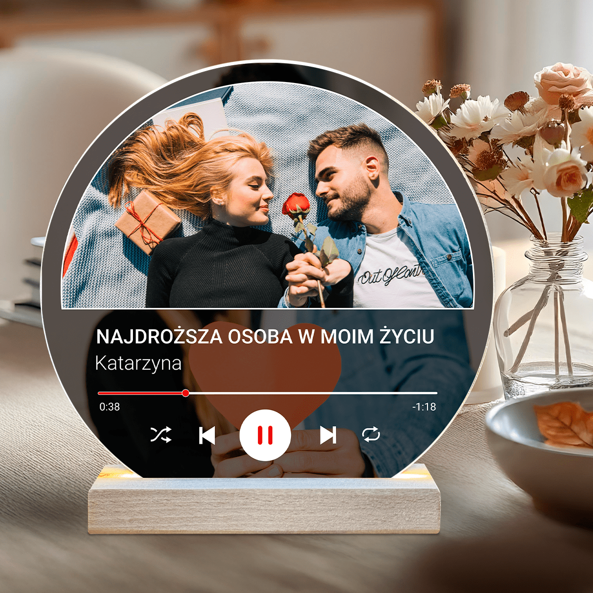 Najdroższa osoba w moim życiu - Druk na szkle, spersonalizowany prezent dla niej - Adamell.pl