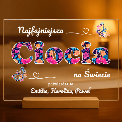 Najfajniejsza ciocia - Druk na szkle, spersonalizowany prezent dla cioci - Adamell.pl