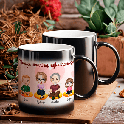 Najkochańsze wnuki Clipart - 1x Kubek magiczny z nadrukiem, spersonalizowany prezent dla dziadków - Adamell.pl