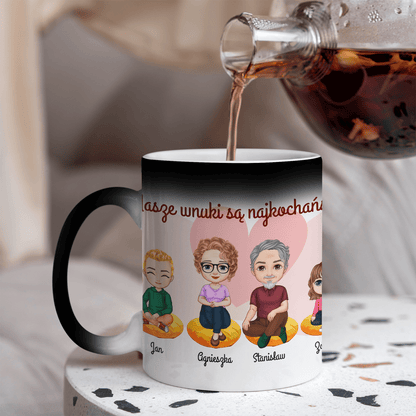 Najkochańsze wnuki Clipart - 1x Kubek magiczny z nadrukiem, spersonalizowany prezent dla dziadków - Adamell.pl