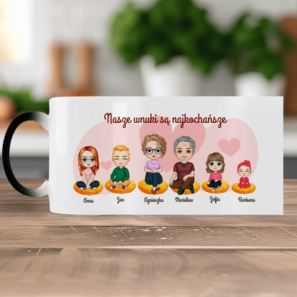Najkochańsze wnuki Clipart - 1x Kubek magiczny z nadrukiem, spersonalizowany prezent dla dziadków - Adamell.pl