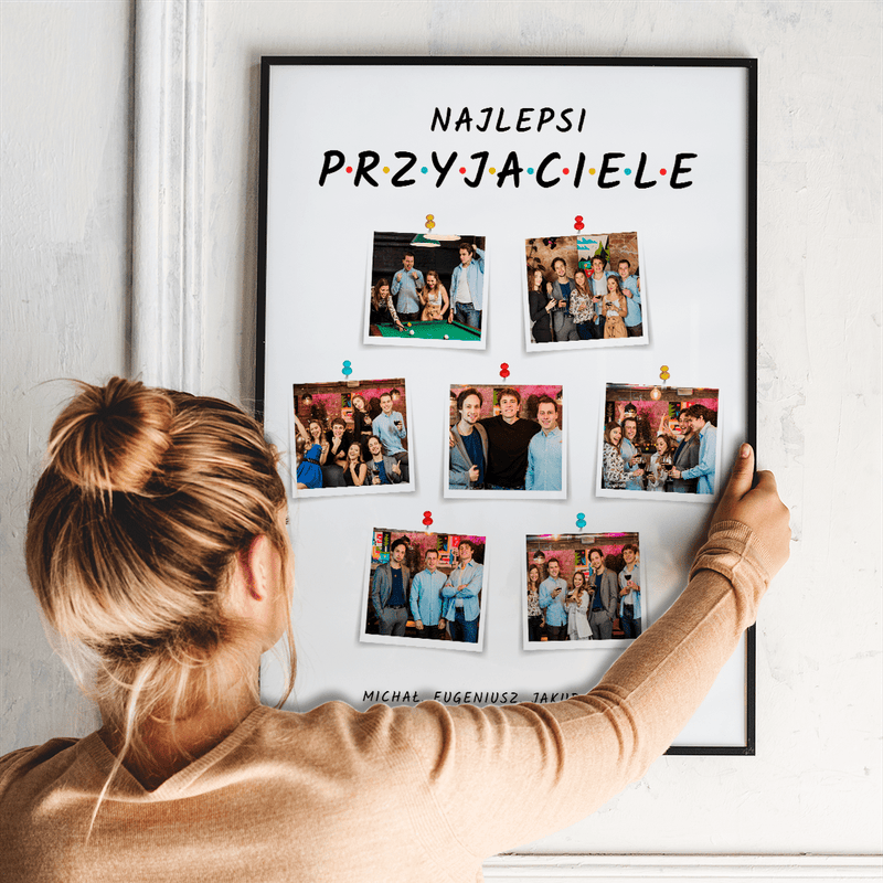 Najlepsi przyjaciele napis + zdjęcia - plakat, spersonalizowany prezent dla przyjaciela - Adamell.pl