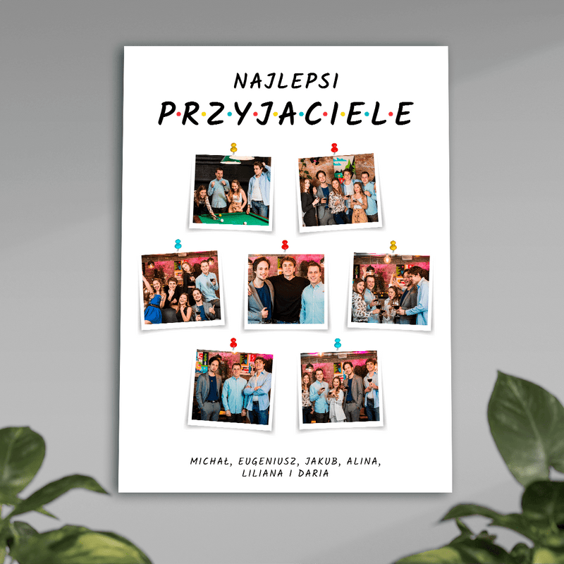 Najlepsi przyjaciele napis + zdjęcia - plakat, spersonalizowany prezent dla przyjaciela - Adamell.pl