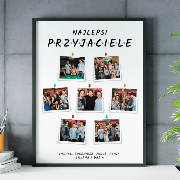 Najlepsi przyjaciele napis + zdjęcia - plakat, spersonalizowany prezent dla przyjaciela - Adamell.pl