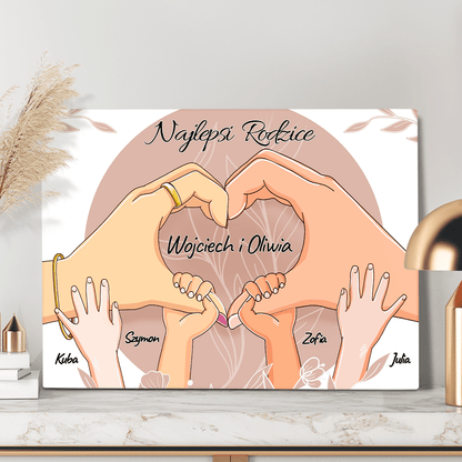 Najlepsi rodzice Grafika - druk na płótnie, spersonalizowany prezent dla rodziców - Adamell.pl