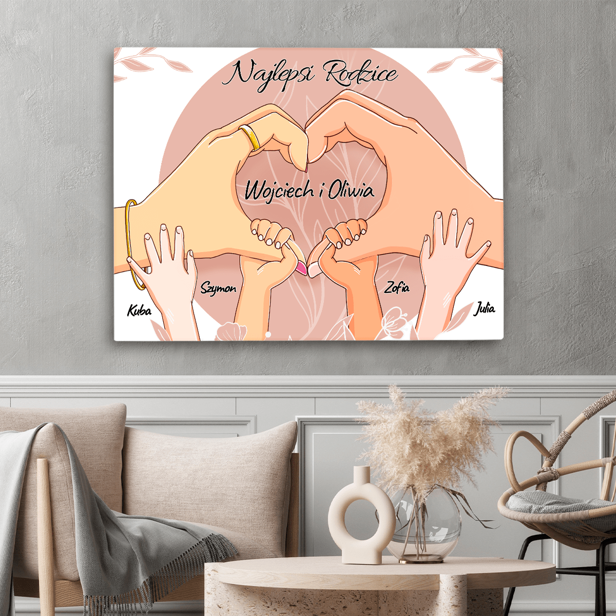 Najlepsi rodzice Grafika - druk na płótnie, spersonalizowany prezent dla rodziców - Adamell.pl