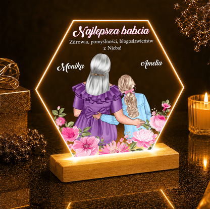 Najlepsza babcia Clipart + napisy - Druk na szkle, spersonalizowany prezent dla babci - Adamell.pl