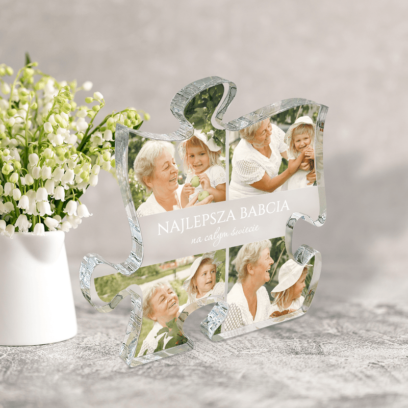 Najlepsza babcia na całym świecie - Druk na szkle - puzzel, spersonalizowany prezent dla babci - Adamell.pl