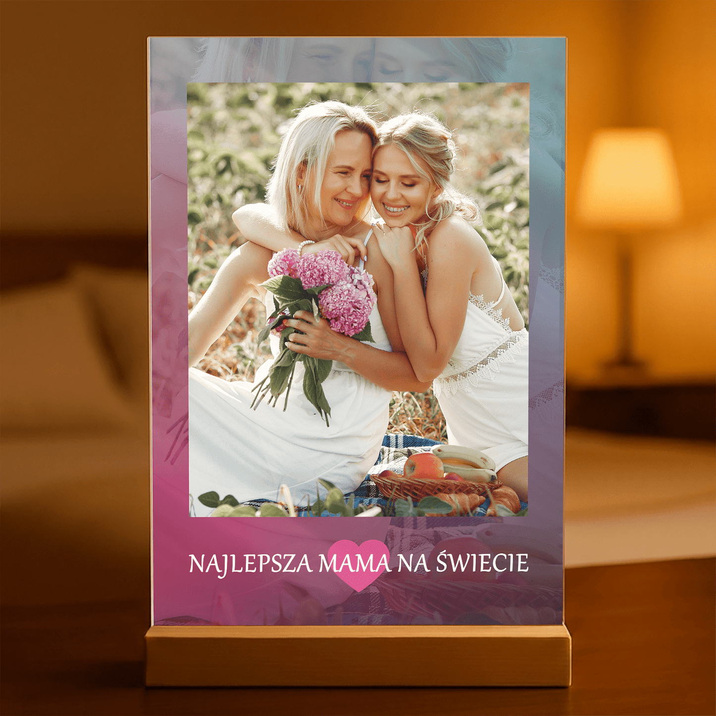 Najlepsza mama + gradient - Druk na szkle, spersonalizowany prezent dla mamy - Adamell.pl