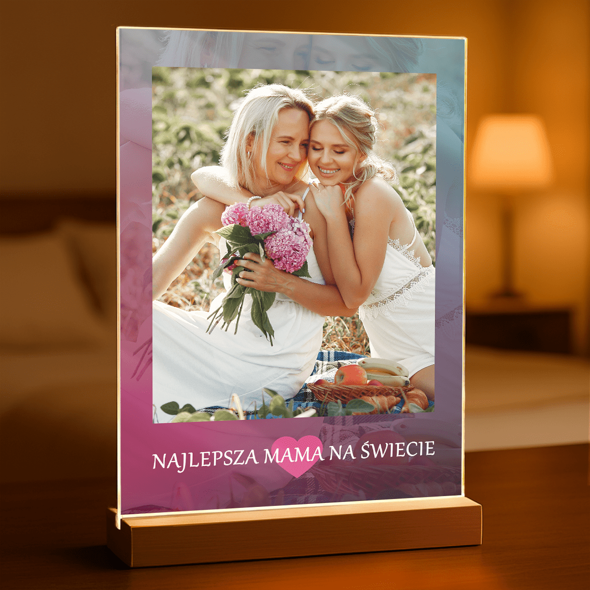 Najlepsza mama + gradient - Druk na szkle, spersonalizowany prezent dla mamy - Adamell.pl