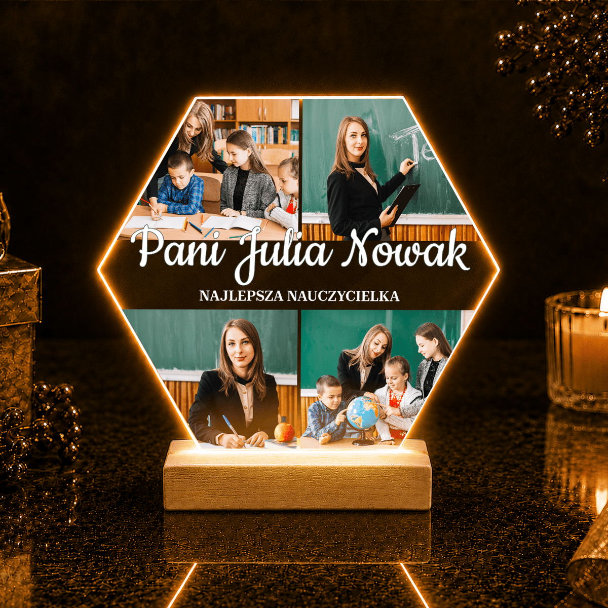 Najlepsza nauczycielka 4 zdjęcia - Druk na szkle, spersonalizowany prezent dla nauczycielki - Adamell.pl
