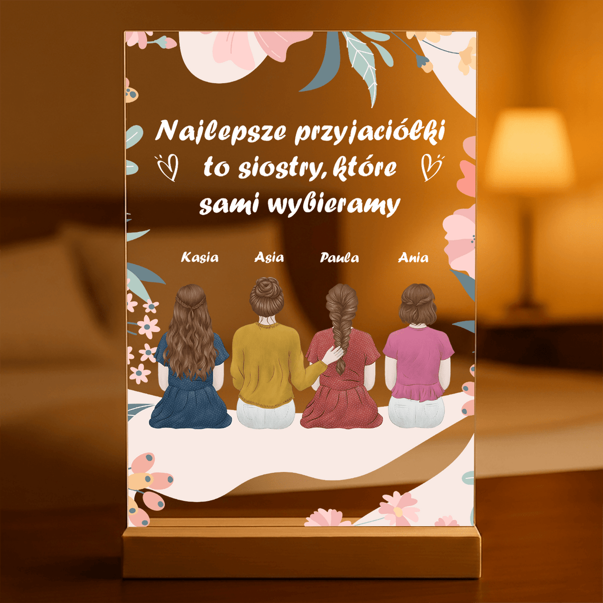 Najlepsze przyjaciółki to siostry - Druk na szkle, spersonalizowany prezent dla siostry - Adamell.pl