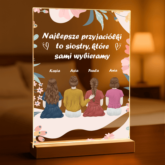 Najlepsze przyjaciółki to siostry - Druk na szkle, spersonalizowany prezent dla siostry - Adamell.pl