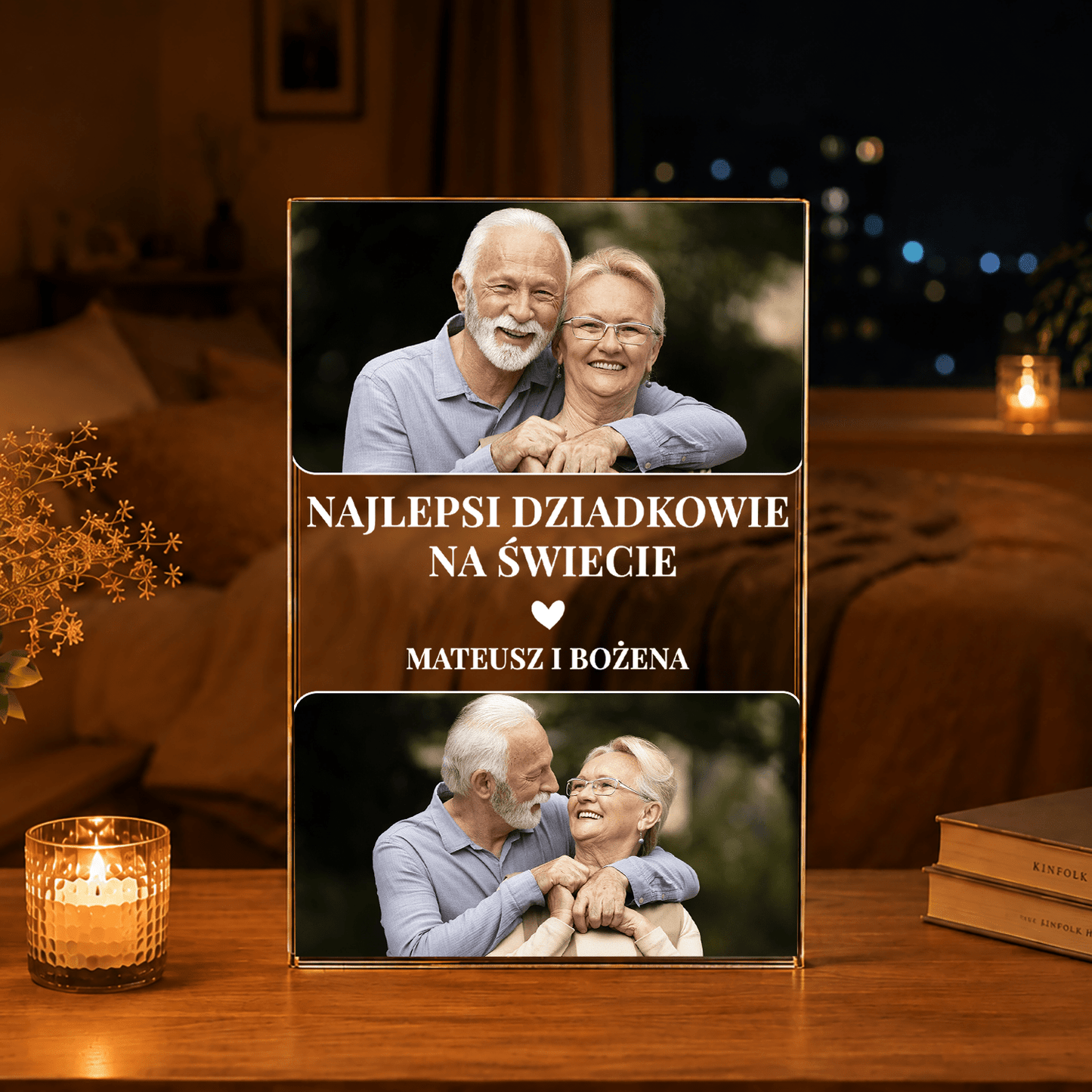 Najlepsze życzenia dla dziadków - Druk na szkle, spersonalizowany prezent dla dziadków - Adamell.pl