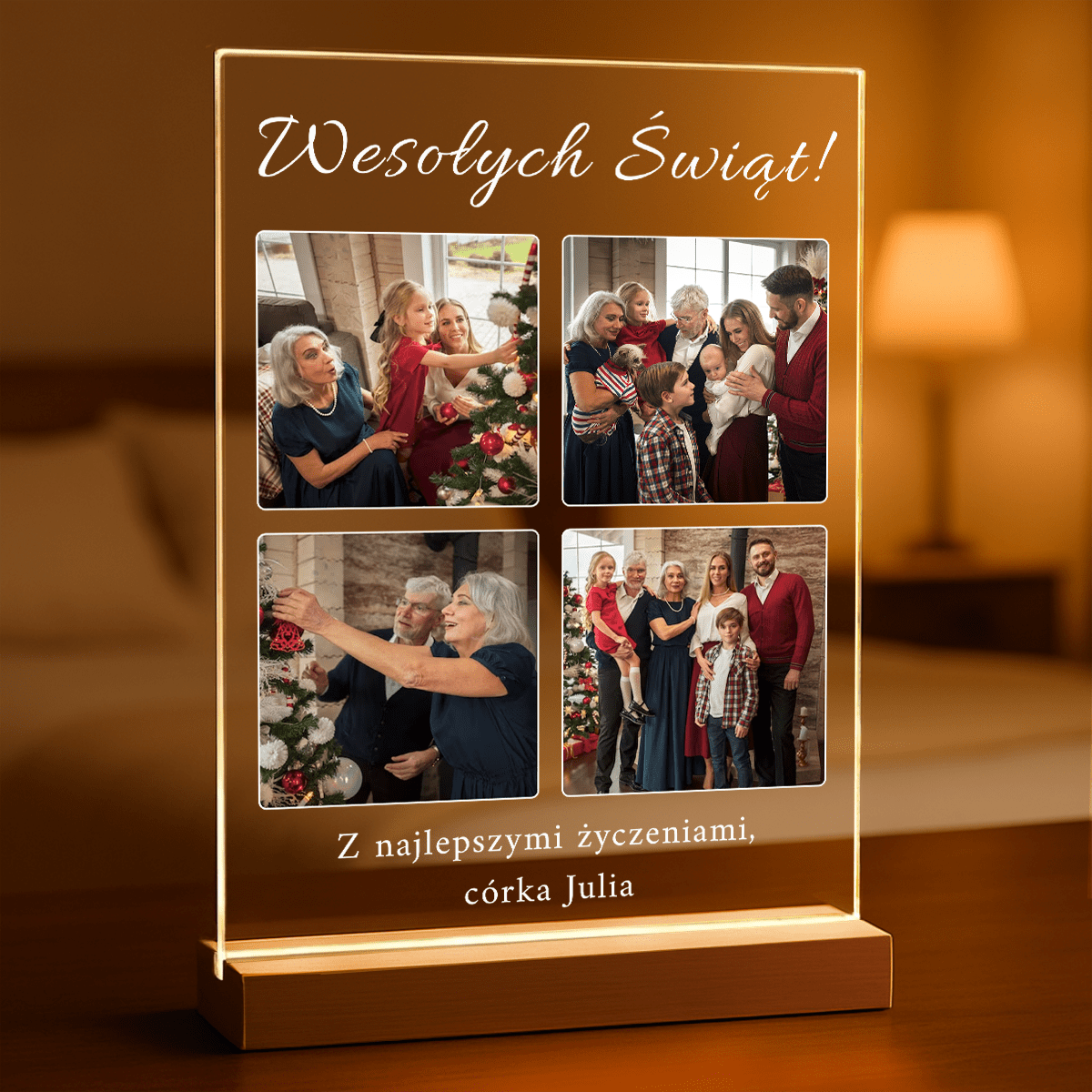 Najlepsze życzenia świąteczne - Druk na szkle, spersonalizowany prezent dla rodziców - Adamell.pl