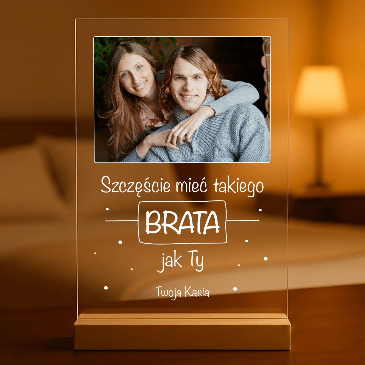 Najlepszy brat zdjęcie + tekst - Druk na szkle, spersonalizowany prezent dla brata - Adamell.pl