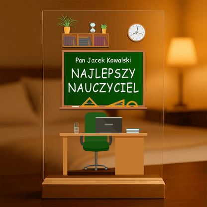 Najlepszy nauczyciel - Druk na szkle, spersonalizowany prezent dla nauczyciela - Adamell.pl