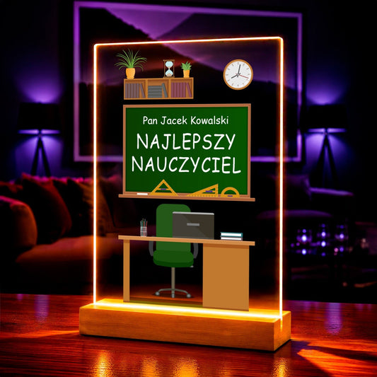 Najlepszy nauczyciel - Druk na szkle, spersonalizowany prezent dla nauczyciela - Adamell.pl
