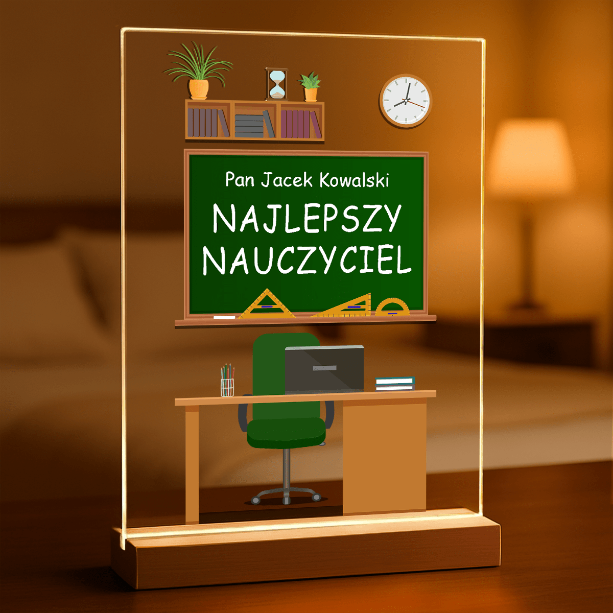 Najlepszy nauczyciel - Druk na szkle, spersonalizowany prezent dla nauczyciela - Adamell.pl