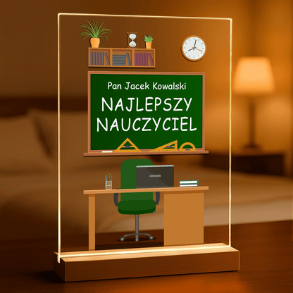 Najlepszy nauczyciel - Druk na szkle, spersonalizowany prezent dla nauczyciela - Adamell.pl
