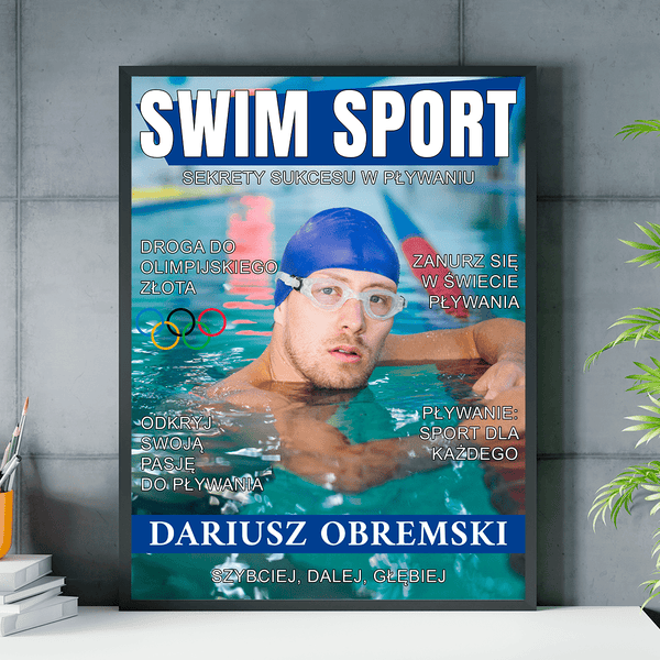 Najlepszy pływak - plakat, spersonalizowany prezent dla niego - Adamell.pl